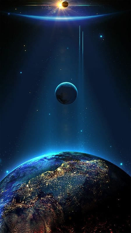 Hình ảnh những quả địa cầu và ánh sáng xanh đẹp mắt làm hình nền điện thoại