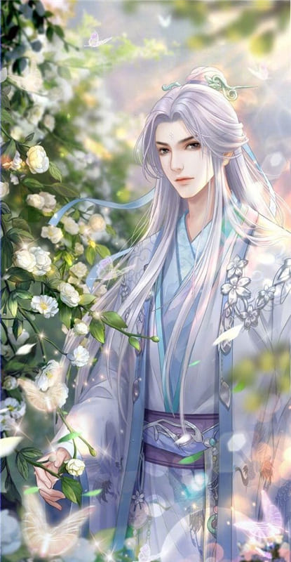 Hình nền điện thoại anime nam đẹp trai với mái tóc bạch kim