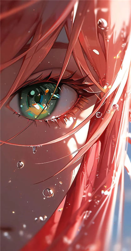 Hình ảnh nữ gương mặt anime nữ với mái tóc đỏ và mắt xanh đẹp