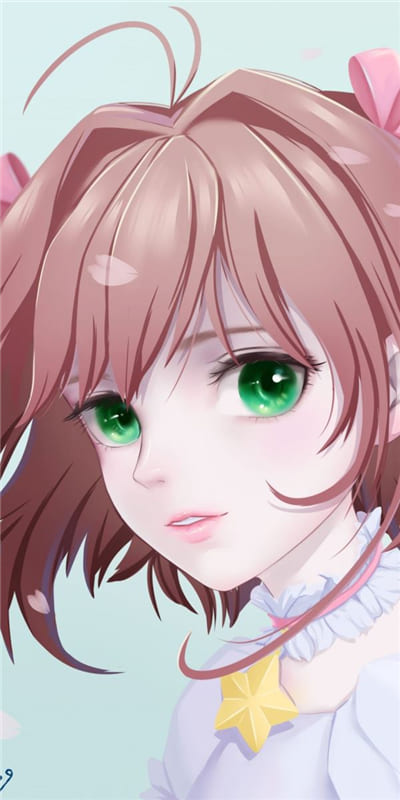 Hình nền điện thoại cô gái anime có mái tóc màu hồng và đôi mắt xanh như ngọc