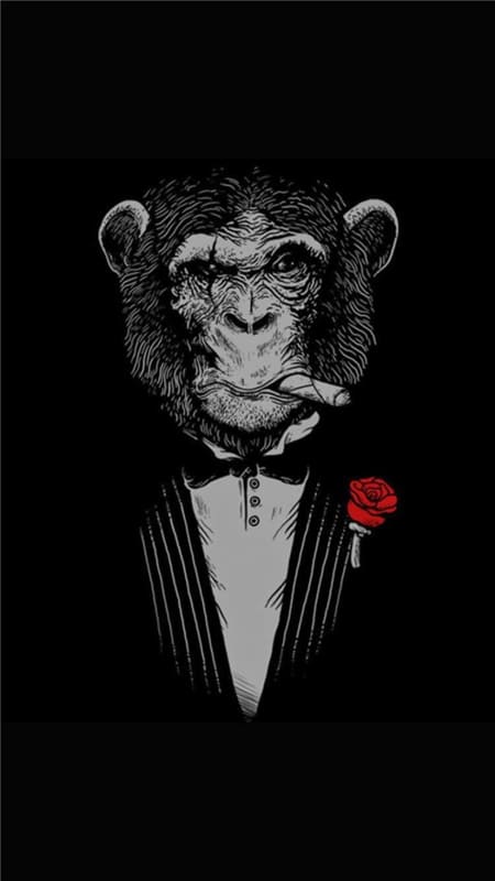 Hình ảnh chú khỉ ngậm điếu xì gà với trang phục quý ông cực chất làm hình nền điện thoại