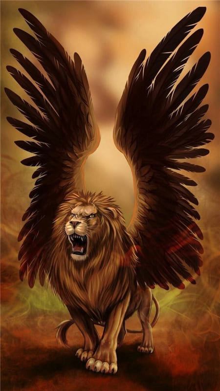 Hình ảnh dũng mãnh của chú sư tử mang đôi cánh thiên thần
