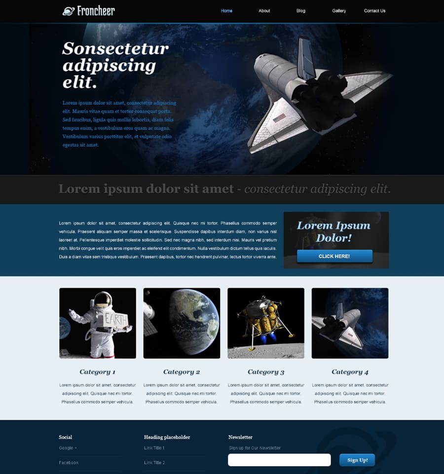 Mẫu thiết kế trang chủ website siêu tầm liên quan hàng không hay vũ trụ