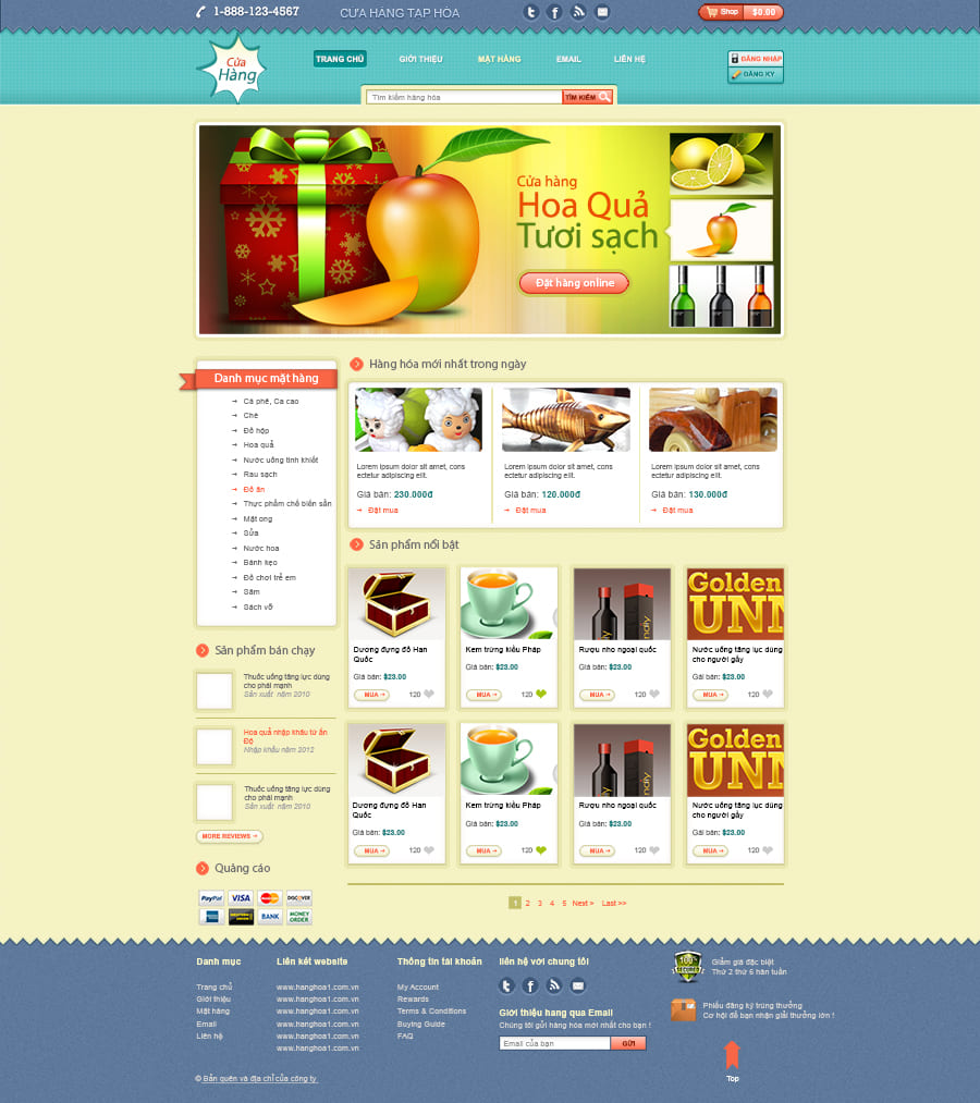 Mẫu thiết kế website về lĩnh vực hoa quả thực phẩm