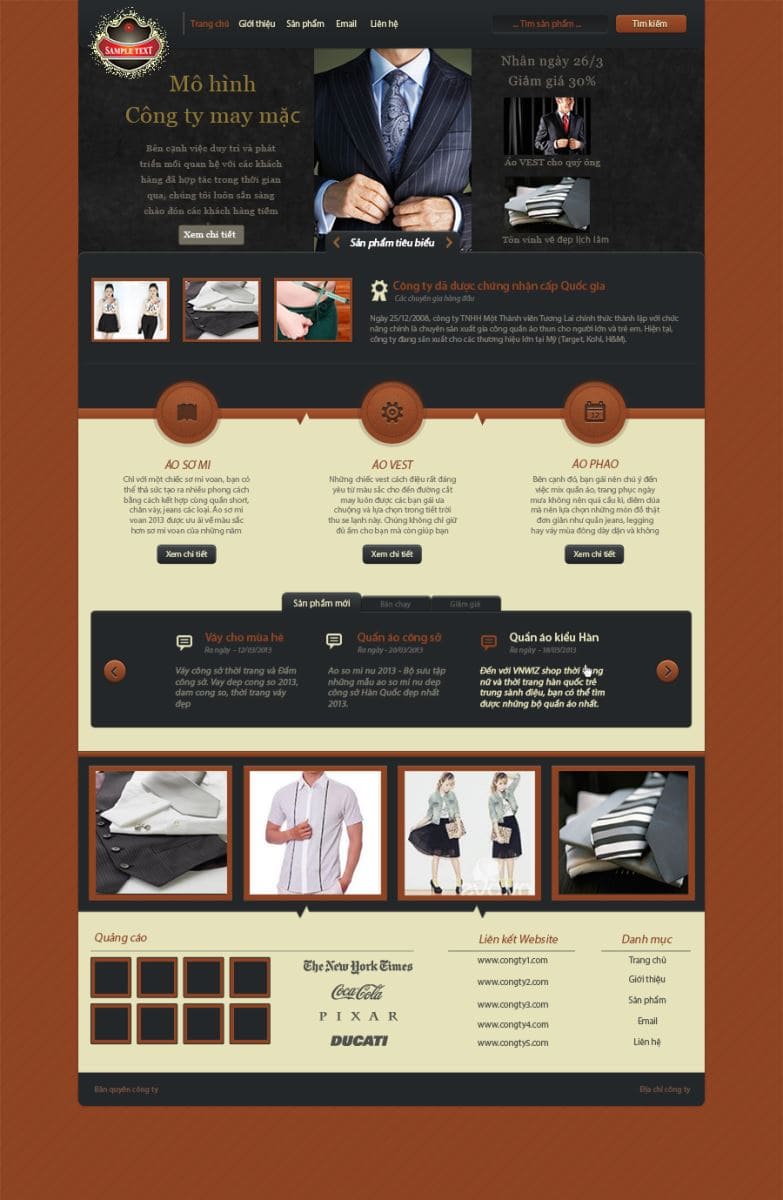 Mẫu thiết kế website về công ty may mặc tuyệt đẹp