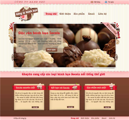 Mẫu website về lĩnh vực bánh kẹo thực phẩm