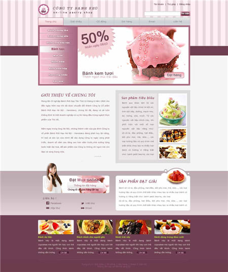 Mẫu thiết kế website về công ty cung cấp bánh kẹo tổng hợp