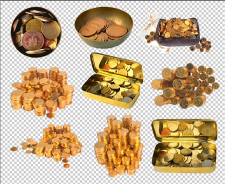 Mẫu siêu tầm về những đồng tiền vàng đa được bóc tách loại bỏ nền