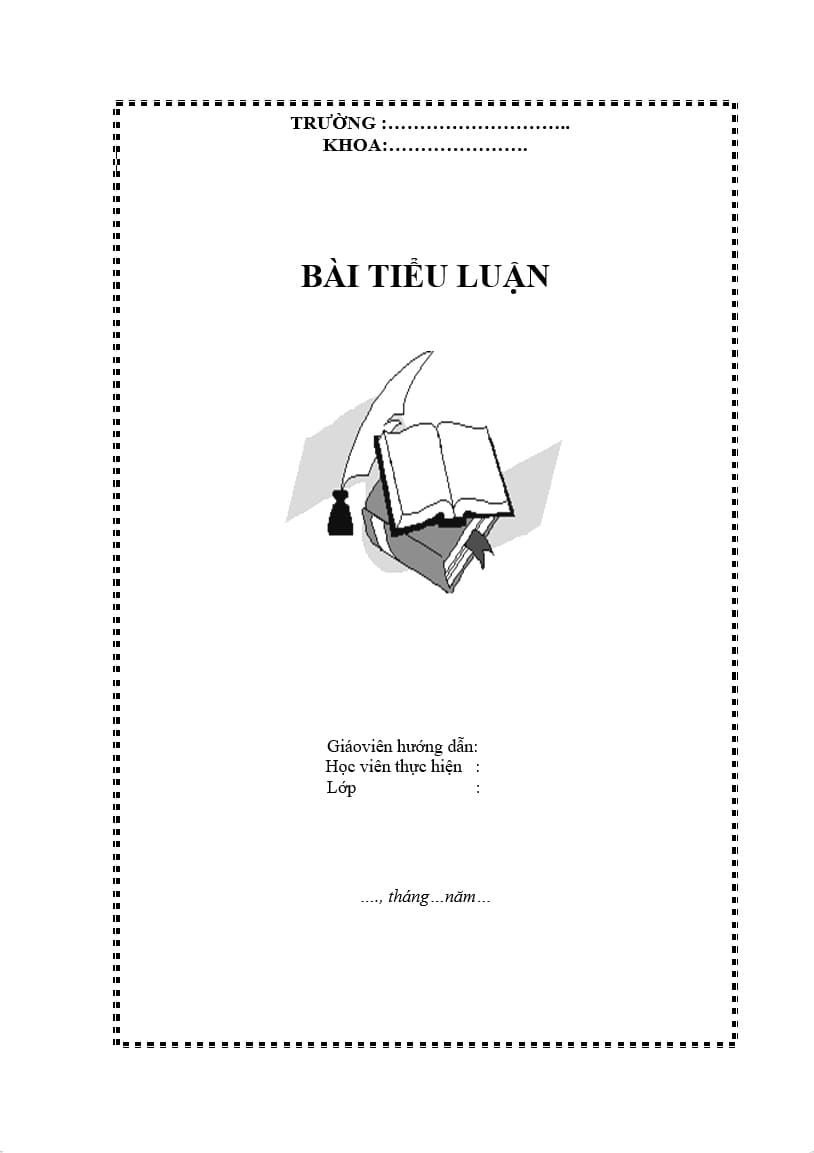 Trang bìa đề tài luận văn trang trí đơn giản đẹp mắt với khung nét đứt