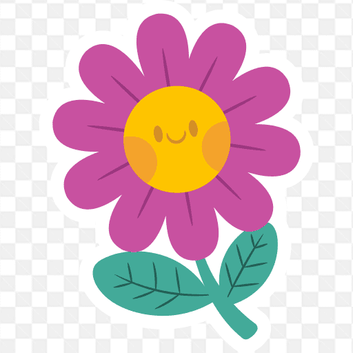 Mẫu vẽ bông hoa cúc tím và hình mặt cười