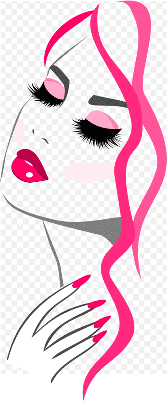 Hình ảnh vẽ phác họa cô gái với nét màu hồng dễ thương