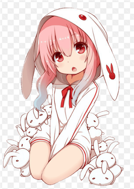 Hình ảnh anime nữ với chiếc mũ hình thỏ dễ thương làm mẫu thiết kế ảnh