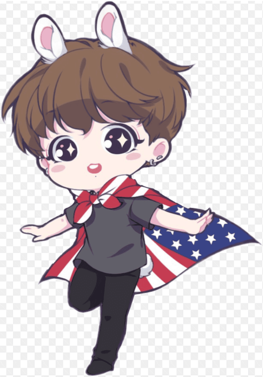Hình ảnh anime cậu bé khoác trên vai lá cờ nước mỹ