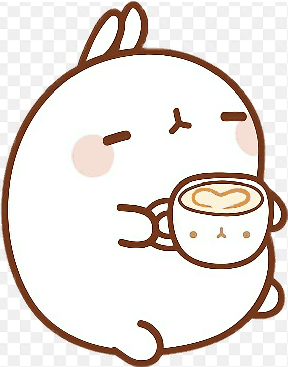 Hình ảnh phác họa chú thỏ trắng cầm cốc cafe sữa thất đáng yêu 
