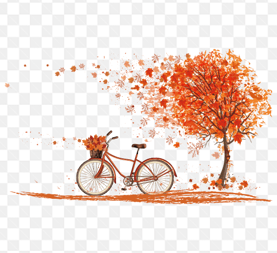 Hình nên chiếc xe đạp đúng cạnh cây cổ thụ lá đỏ