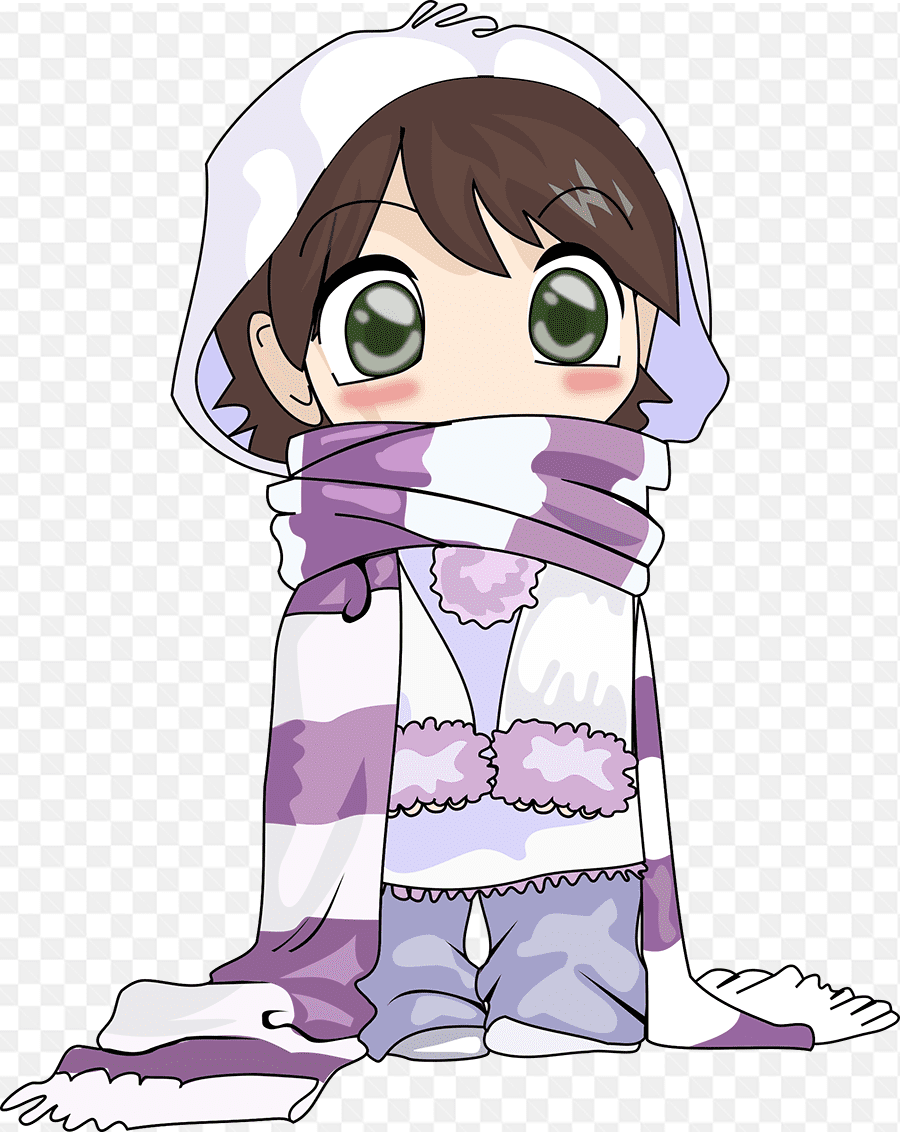 Hình ảnh anime cô bé với chiếc khăn quàng cổ