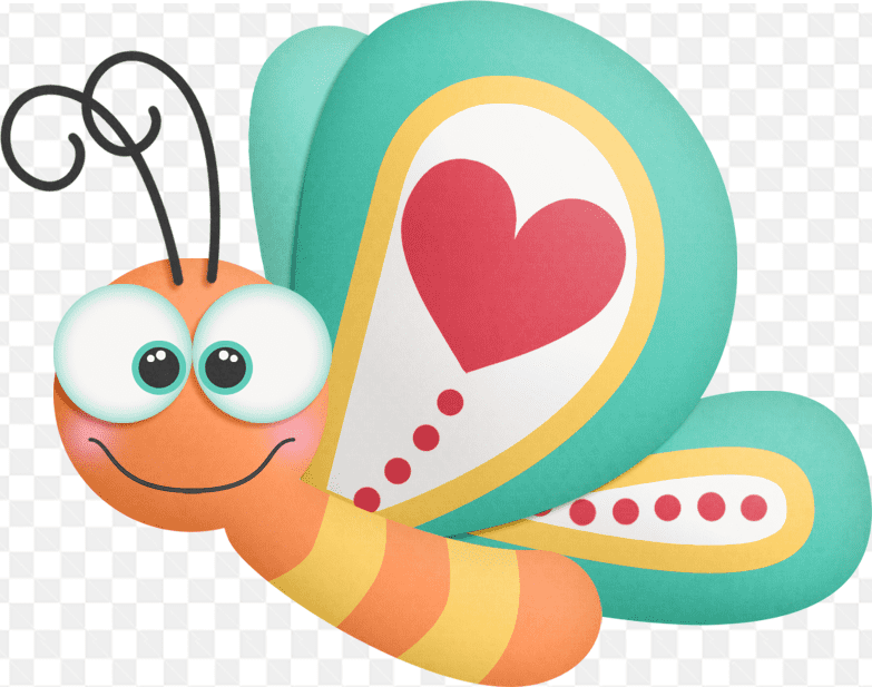 Hình ảnh vẽ 3D chú bướm màu xanh ngọc với tô điểm là những trái tim trên đôi cánh