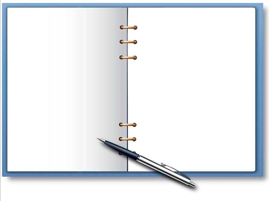 Hình ảnh cái bút và quyển sổ làm hình nền powerpoint