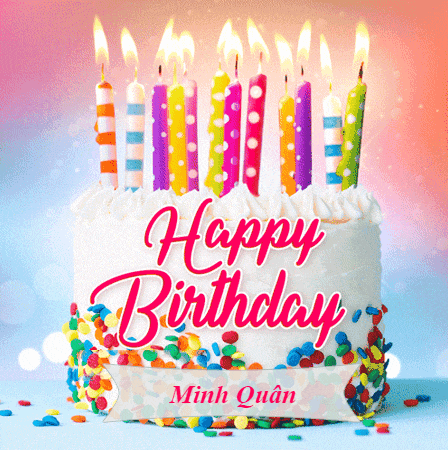 Tạo ảnh động viết chữ lên bánh gato trên nến nhiều màu sắc chúc mừng sinh nhật