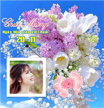 Ghép ảnh online chúc mừng 20/11 với bó hoa nhiều màu sắc tuyệt đẹp