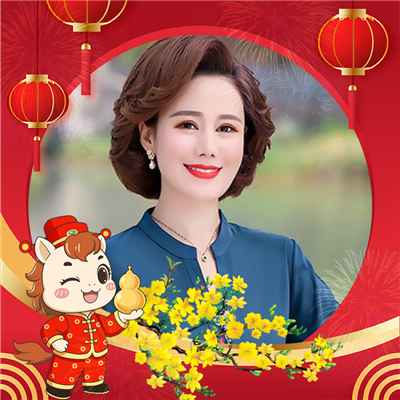 Tạo ảnh ghép làm avata chào đón năm mới 2026 vói chú ngựa linh vật và cành mai vàng rực rỡ