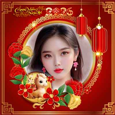 Tạo ảnh ghép làm avata với chú ngựa đáng yêu và đèn lồng đỏ mang lại may mắn năm 2026