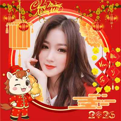 Tạo ảnh ghép làm avatar đèn lồng kết hợp chú ngựa linh vật biểu tường năm mới 2026