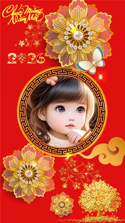 Tạo ảnh ghép làm làm hình nền điện thoại với cây vàng mang lại tài lộc chào đón năm mới 2026