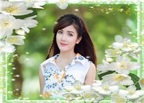 Ghép khung ảnh tạo viền hoa trắng tinh tế, tạo ảnh online cùng gái đẹp