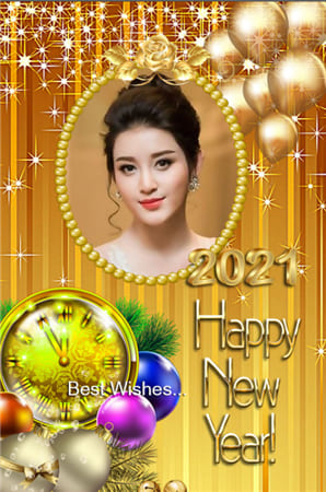 Ghép khung ảnh chúc mừng năm mới 2021, sắc vàng rực rỡ