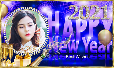 Ghép khung ảnh rượu, pháo hoa chúc mừng năm mới Tân Sửu 2021 an lành, thịnh vượng