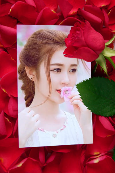Ghép ảnh online vào khung ảnh hoa hồng đỏ rực rỡ 