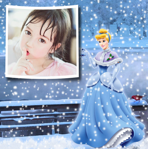 Tạo ảnh chúc mừng giáng sinh an lành với nàng công chúa tuyết 