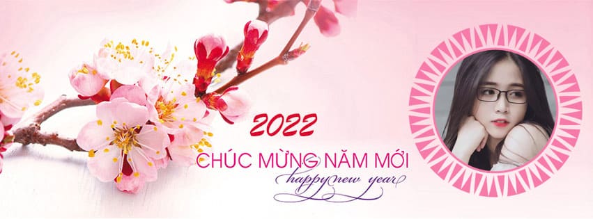 Tạo ảnh bìa facebook chúc tết nhâm dần 2022 với hoa anh đào
