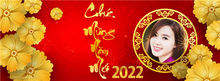 Tạo ảnh bìa facebook với hoa vàng mang lại may mắn chúc tết 2022