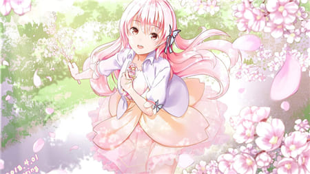 Hình ảnh anime nữ bên hoa và những chú bướm xinh đẹp