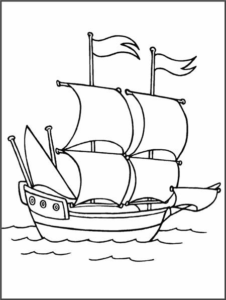 Tranh tô màu con thuyền buồm