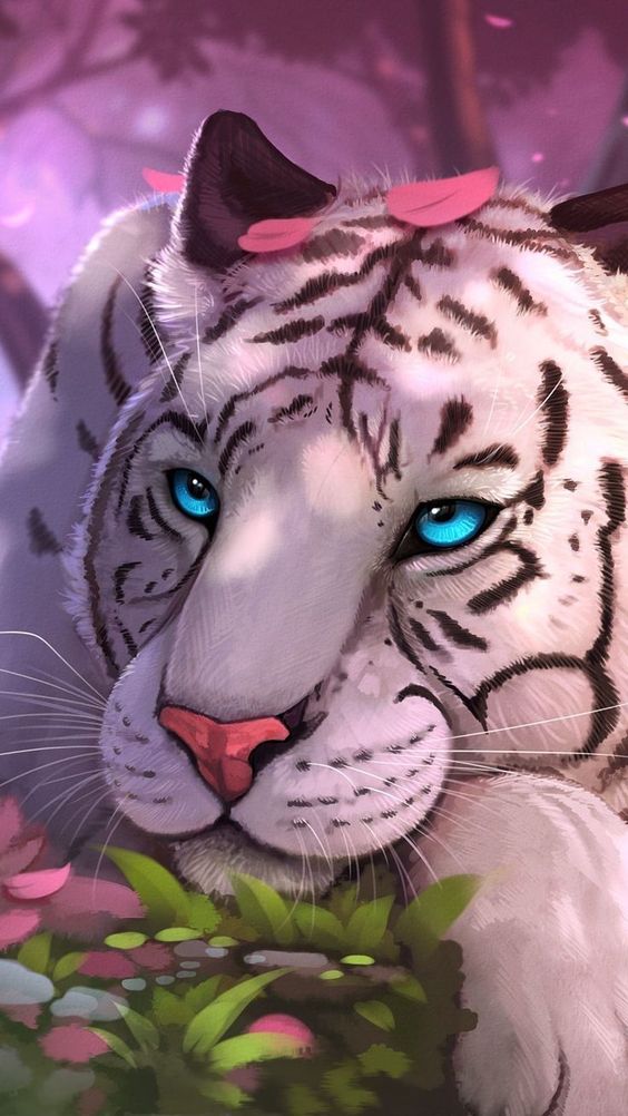 Hình nền điện thoại 3d về chú hổ trắng có cặp mắt xanh