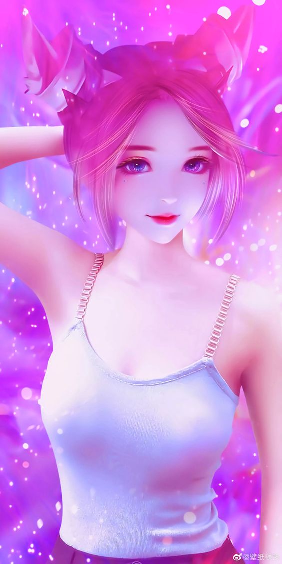 Hình nền điện thoại nghệ thuật về cô gái với hiệu ứng màu hồng