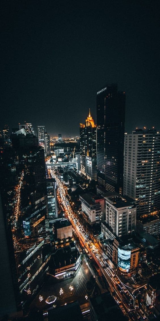 Hình ảnh tuyệt đẹp về thành phố phát triển khi màn đêm buông xuống làm hình nền điện thoại