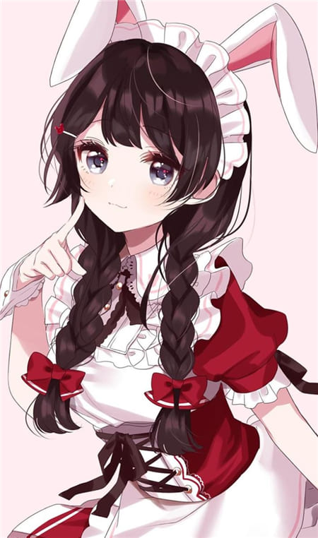 Hình nền điện thoại anime nữ với bộ trang phục tai thỏ đẹp