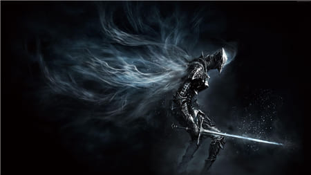 Hình ảnh hiệp sĩ cầm kiếm và hiệu ứng ánh sáng đẹp làm hình nền máy tính