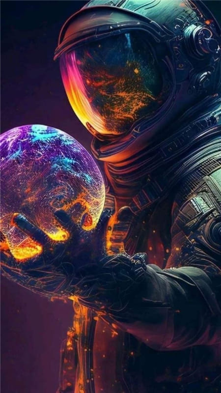 Hình ảnh phi hành gia với quả địa cầu trên tay