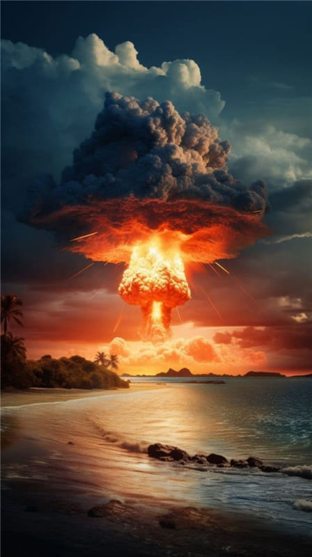 Hình ảnh nghệ thuật mô phỏng vụ nổ của quả bon nguyên tử