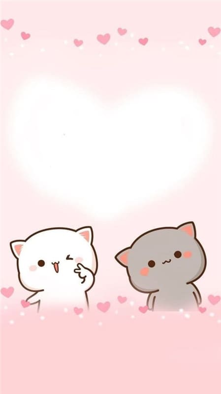 Hình ảnh thể hiện tình yêu lứa đôi qua hai chú mèo anime dễ thương