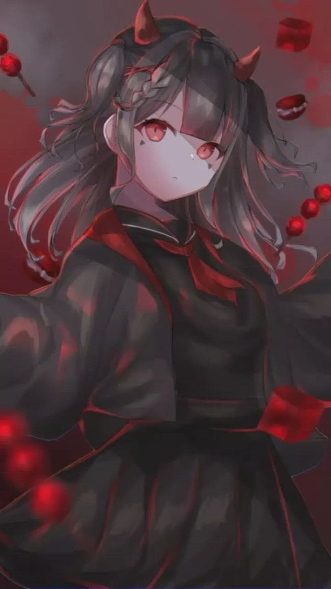 Hình nền điện thoại anime nữ với trang phục đỏ cực ngầu