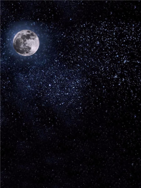 Hình ảnh cận cảnh mặt trăng trên bầu trời đầy sao huyền ảo làm hình nền điện thoại