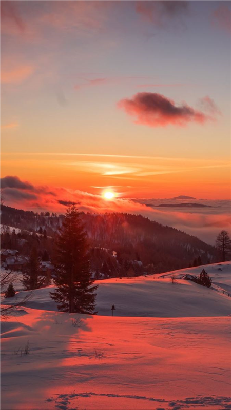 Hình ảnh mặt trời xuống núi tuyệt đẹp làm hình nền điện thoại