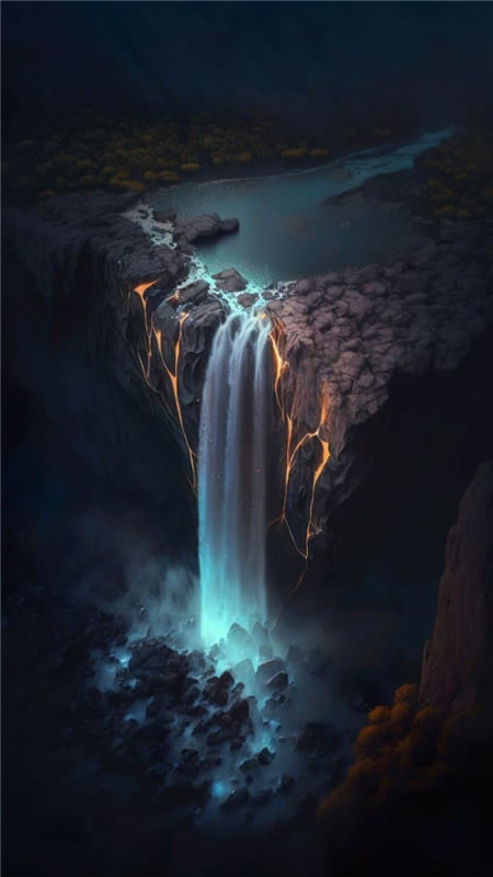 Hình ảnh 3D về thác nước đẹp làm hình nền điện thoại