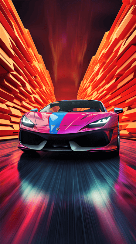 Hình ảnh kết hợp nghệ thuật giữa siêu xe và màu sắc sặc sỡ tuyệt đẹp